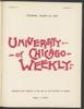 University of Chicago Weekly, August 25, 1898