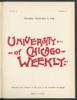University of Chicago Weekly, September 8, 1898
