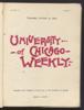 University of Chicago Weekly, October 13, 1898