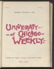 University of Chicago Weekly, November 10, 1898