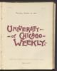 University of Chicago Weekly, January 26, 1899
