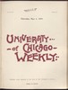 University of Chicago Weekly, May 4, 1899