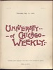 University of Chicago Weekly, May 11, 1899