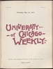 University of Chicago Weekly, May 25, 1899