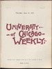 University of Chicago Weekly, June 15, 1899
