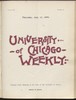 University of Chicago Weekly, July 13, 1899