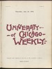 University of Chicago Weekly, July 20, 1899