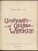 University of Chicago Weekly, August 3, 1899