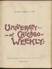 University of Chicago Weekly, August 10, 1899