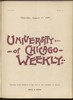 University of Chicago Weekly, August 17, 1899