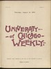 University of Chicago Weekly, August 24, 1899