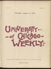 University of Chicago Weekly, August 31, 1899