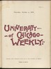 University of Chicago Weekly, October 5, 1899